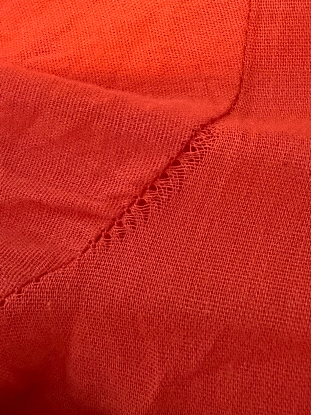 Red Ruffle Front Button-Down Tunic Dress - Picture 14 of 15